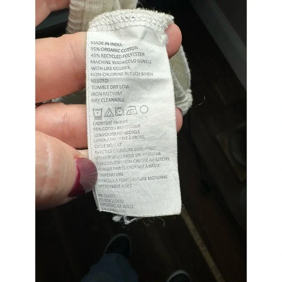 Prana Pintuck Pleat Blouse Top Size Small Short Sleeve Soft White Organic Cotton - Picture 6 of 6